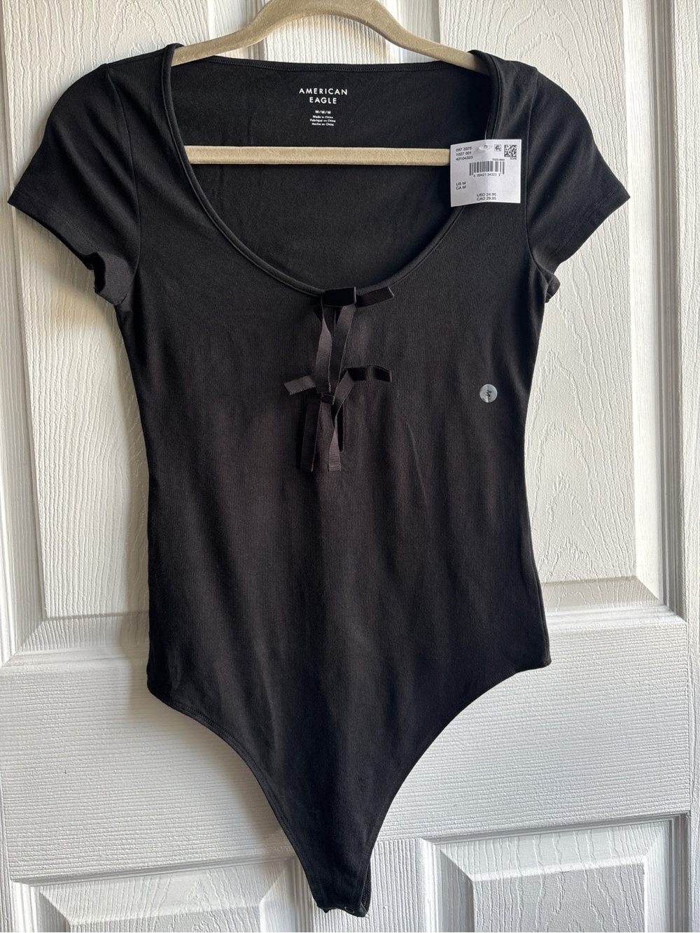 NWT- AE | Black American Eagle bodysuit with ribbon detail- Medium 💄🕶️